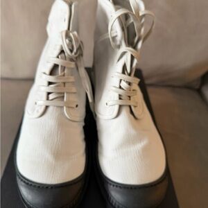 James Perse White and Black Ankle Boots